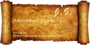 Jablonkai Ilona névjegykártya